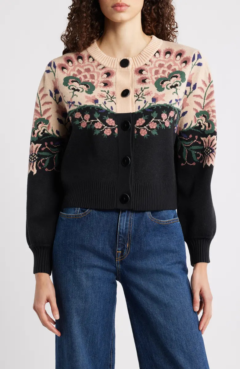 Belle Garden Mixed Knit Cardigan | Nordstrom