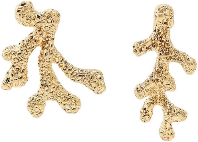 Irregular Golden Branch Earrings Asymmetric Metal Coral shaped Earrings Female | Amazon (US)