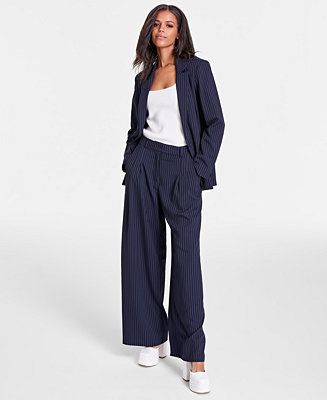Bar III Women's Pinstriped Blazer, Tank Top & Pants, Created for Macy's - Macy's | Macy's