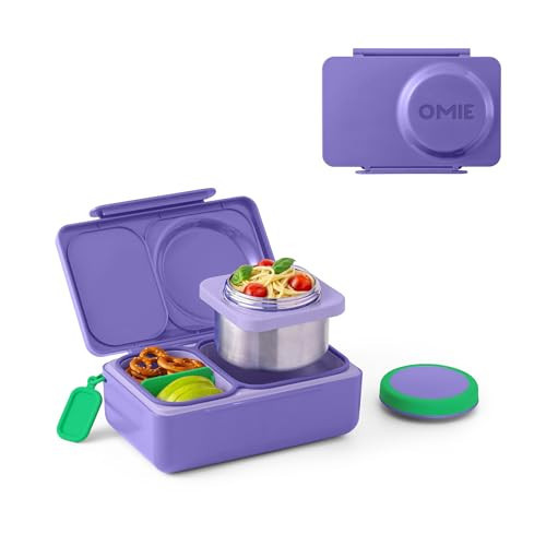 Omie OmieBox UP bento Box for Kids | Insulated Lunch Box | Leak Proof Vacuum Insulated Thermal Food jar | Cooler ice Pack | 2 Compartments (Galaxy Purple) | Amazon (US)