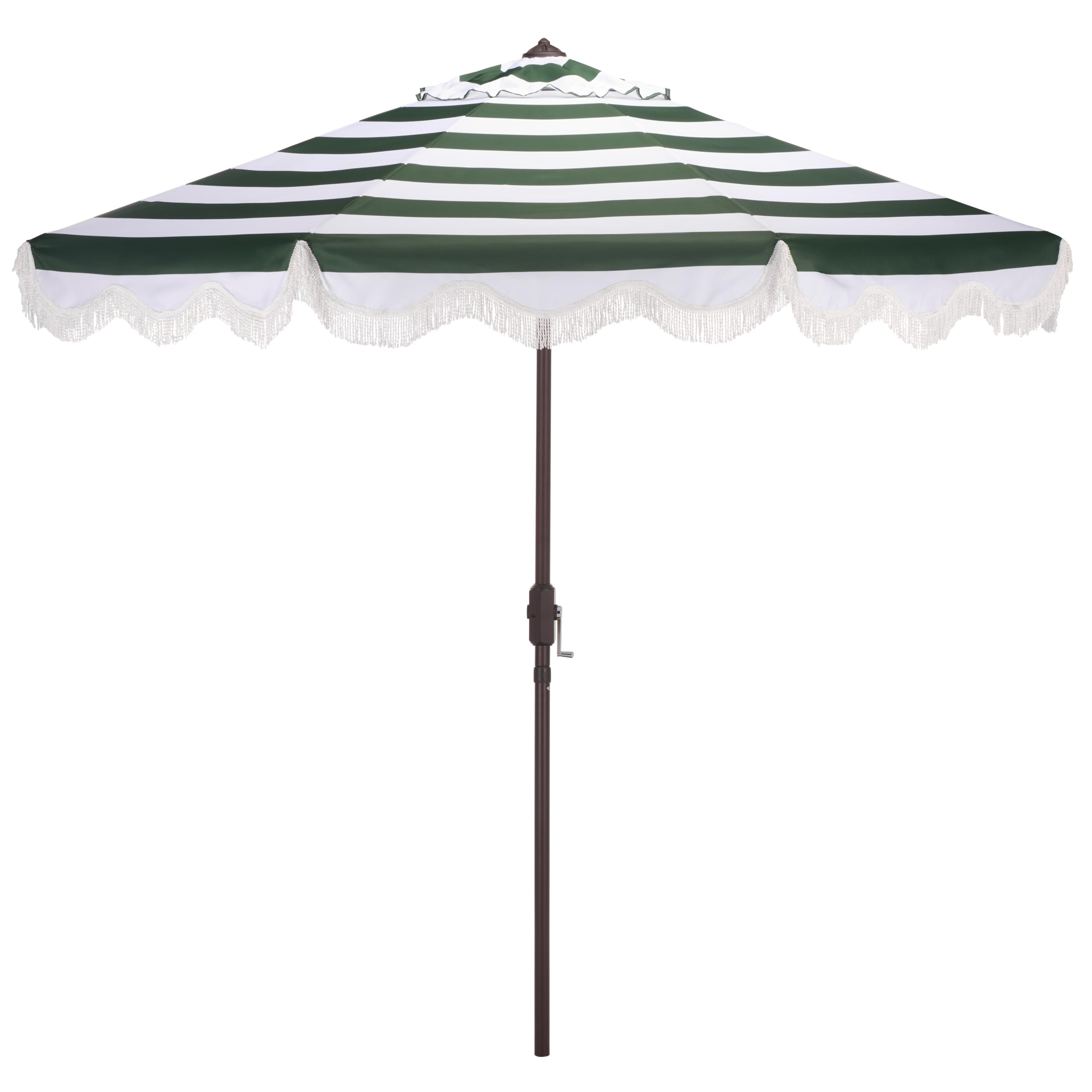 SAFAVIEH Outdoor Patio Furniture Collection – Lucerna 9 Ft Crank Patio Umbrella, Green Stripe &... | Amazon (US)