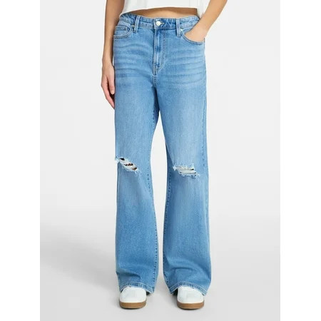 No Boundaries High Rise Baggy Wide Leg Jeans 32 Inseam Women’s and Women s Plus XXS-4X | Walmart (US)