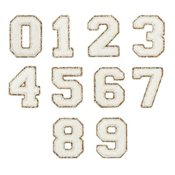 Blanc Glitter Varsity Number Patches | Stoney Clover Lane