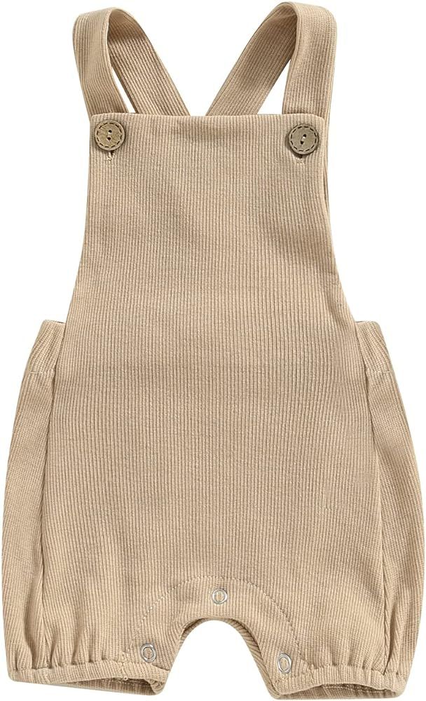 Arvbitana Toddler Baby Boy Girl One Piece Suspender Overalls Short Jumpsuit Sleeveless Plain Romp... | Amazon (US)