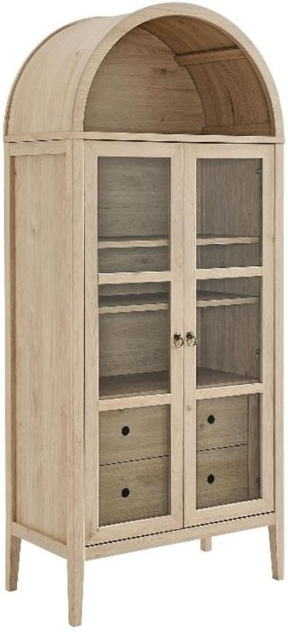 Modway Nolan Modern Farmhouse 71 Inch Tall Arched Storage Display Cabinet in Light Oak Wood Grain... | Amazon (US)