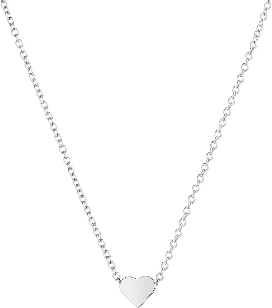 Tiny Gold Heart Choker Necklace,Dainty Cute Initial Heart Pendant Necklace,Rose Necklace,CZ Neckl... | Amazon (US)