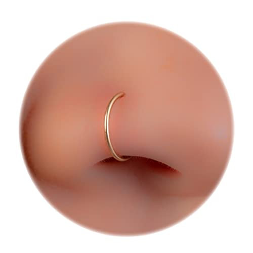 Gold Nose Ring - Tiny Thin 20 Gauge 7mm Nose Hoops For Women - 14k Gold Fiiled Nose Piercing Jewelry - Small Handmade Nose Piercing Jewelry - Gift Ready | Amazon (US)