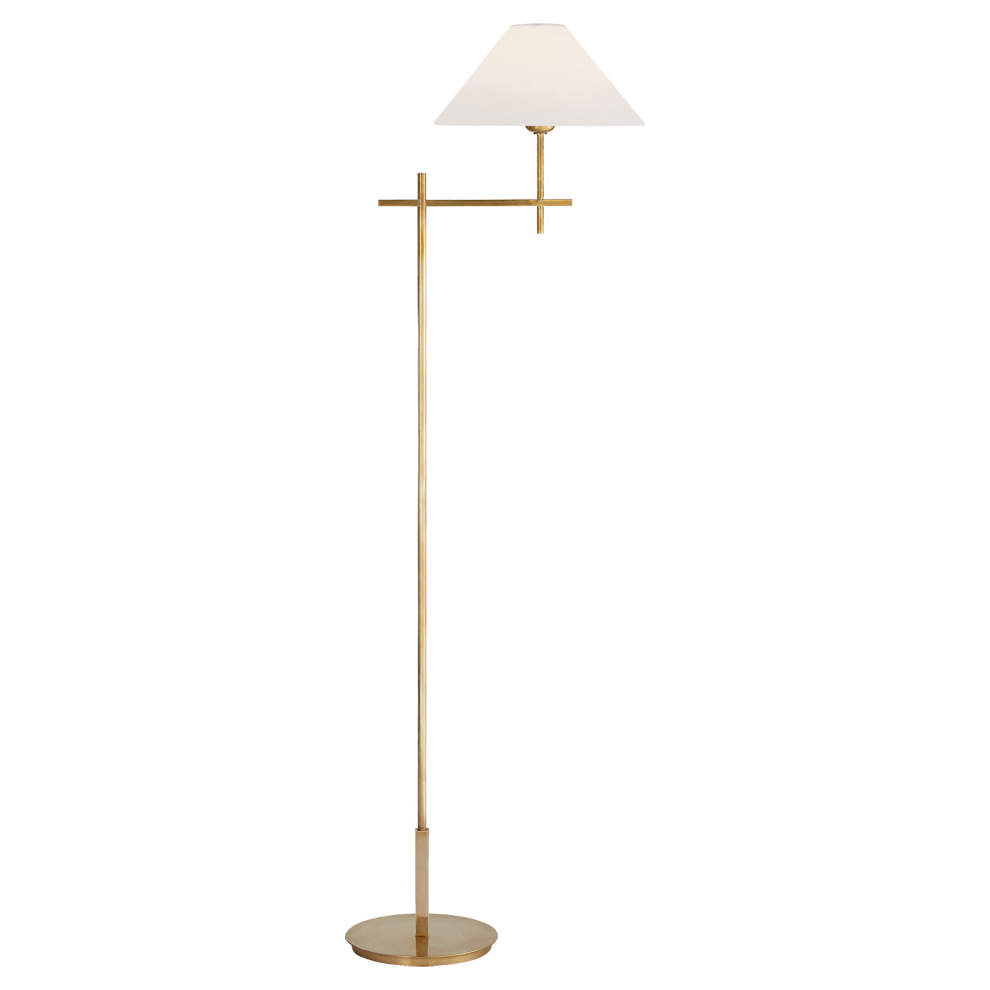 Visual Comfort Hackney Modern Classic Antique Brass Linen Shade Floor Lamp | Kathy Kuo Home