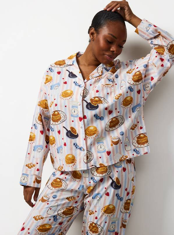 Mini Me Women's Striped Pancake Print Poplin Traditional Pyjamas 12 | Tu Clothing