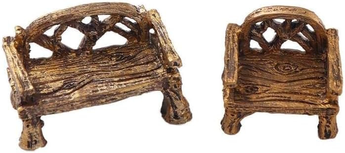 Brown Fairy Garden Furniture Ornaments Miniature Resin Chair Bench Fairy Village Micro Resin Doll... | Amazon (US)