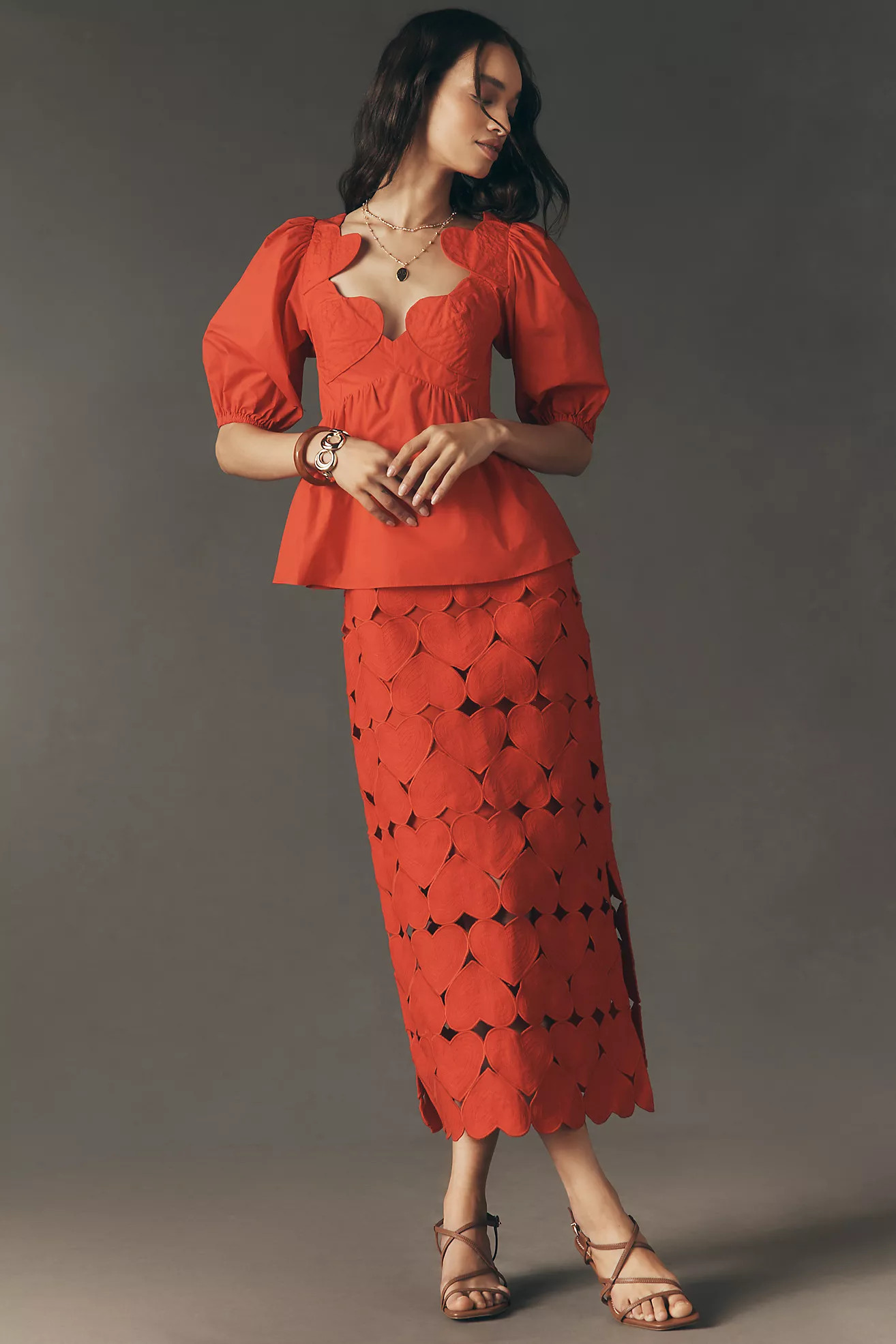 Farm Rio Cutout Hearts Blouse | Anthropologie (US)