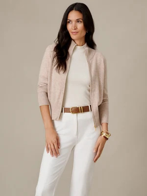 J.McLaughlin Women's Kendall Cashmere Sweater Heather Oatmeal, Size Large | J.McLaughlin