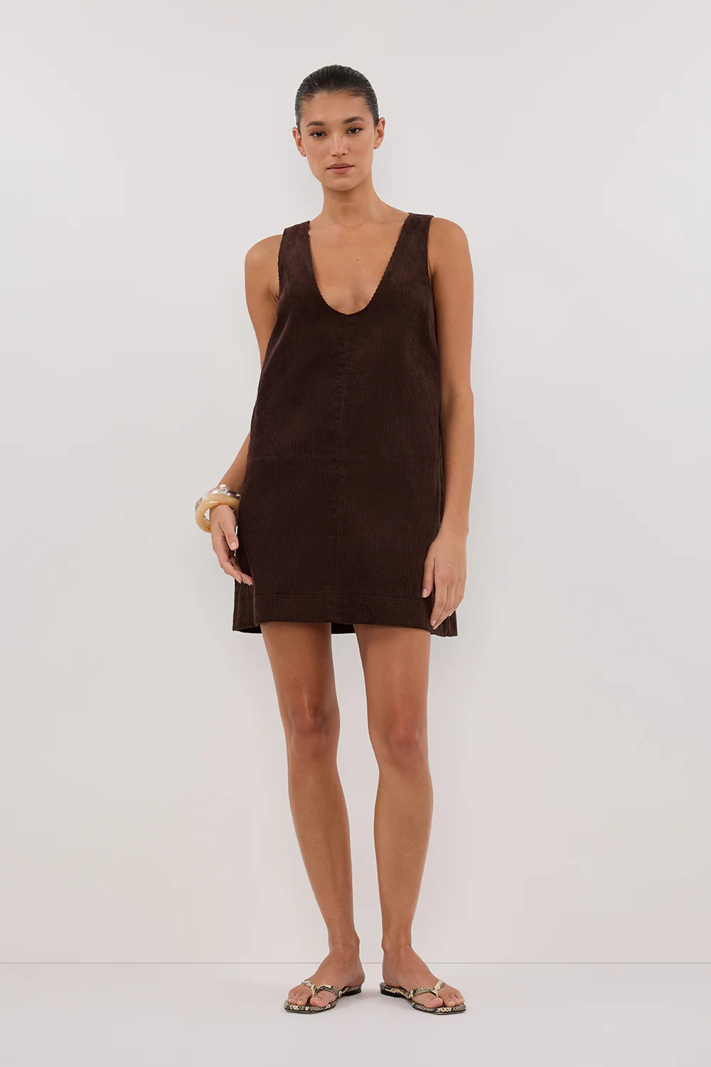 MILA CHOC COTTON CORDUROY MINI DRESS | DISSH
