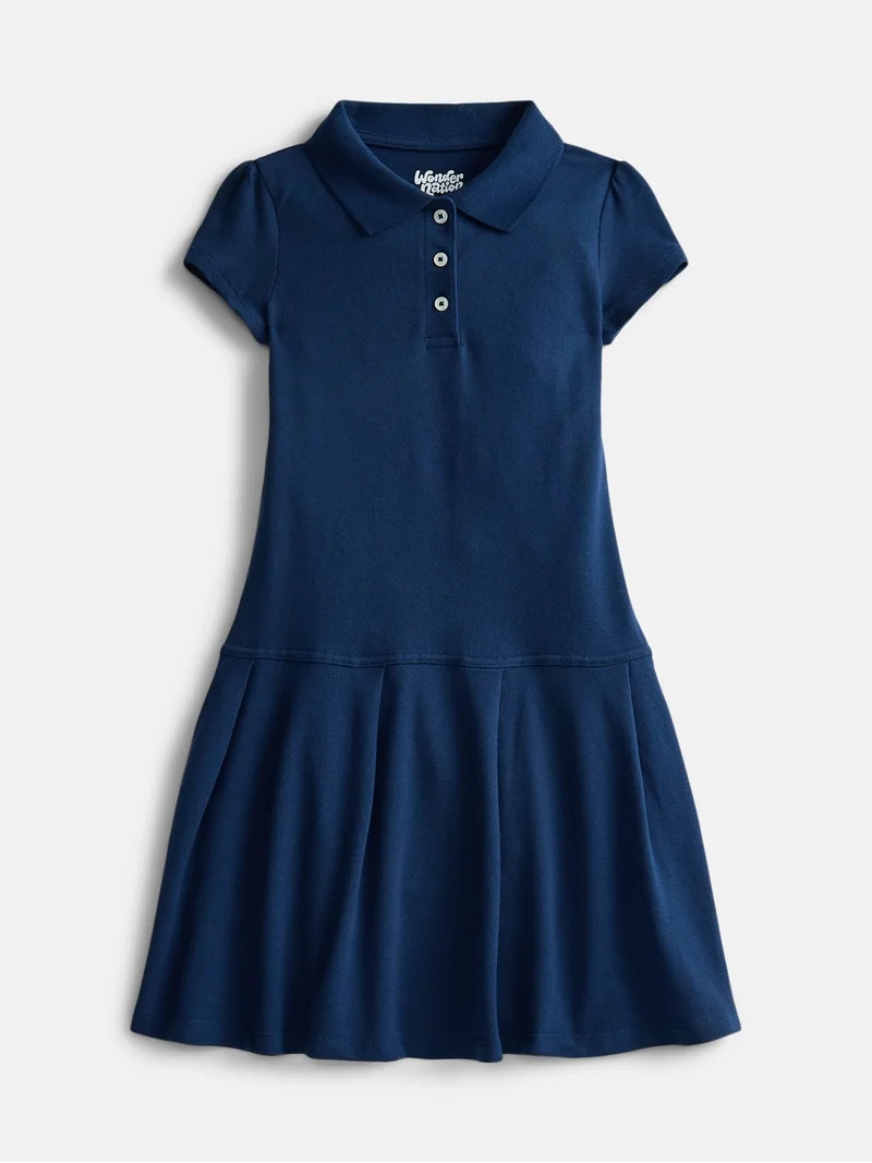 Wonder Nation Girls School Uniform Pique Polo Dress with Short Sleeves, Size 4-18 | Walmart (US)