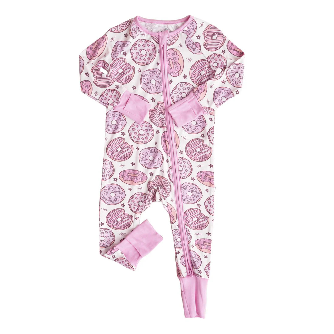 Donut Shop Convertible Zip Romper | Pink | Caden Lane