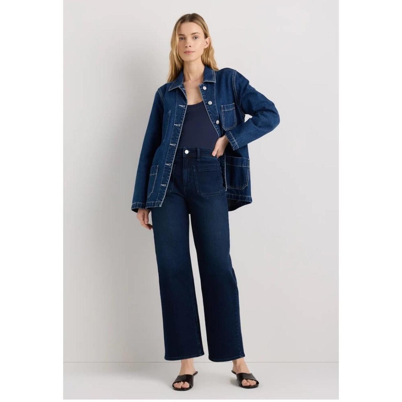 Quince Women's High waisted Faded Jeans - Blue/Navy | Depop US