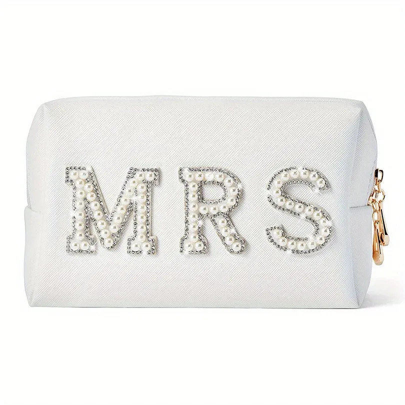 Letter Pattern Cosmetic Bag, Zipper Bead Decor Makeup Pouch, Versatile Portable Storage Bag | Temu Affiliate Program