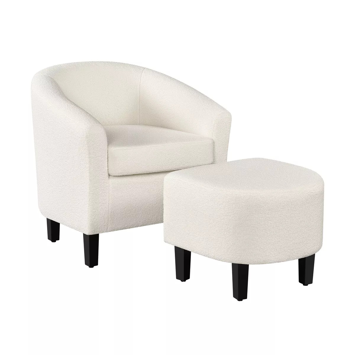Yaheetech Contemporary Boucle Barrel Chair and Ottoman for Bedroom Living Room Ivory | Target