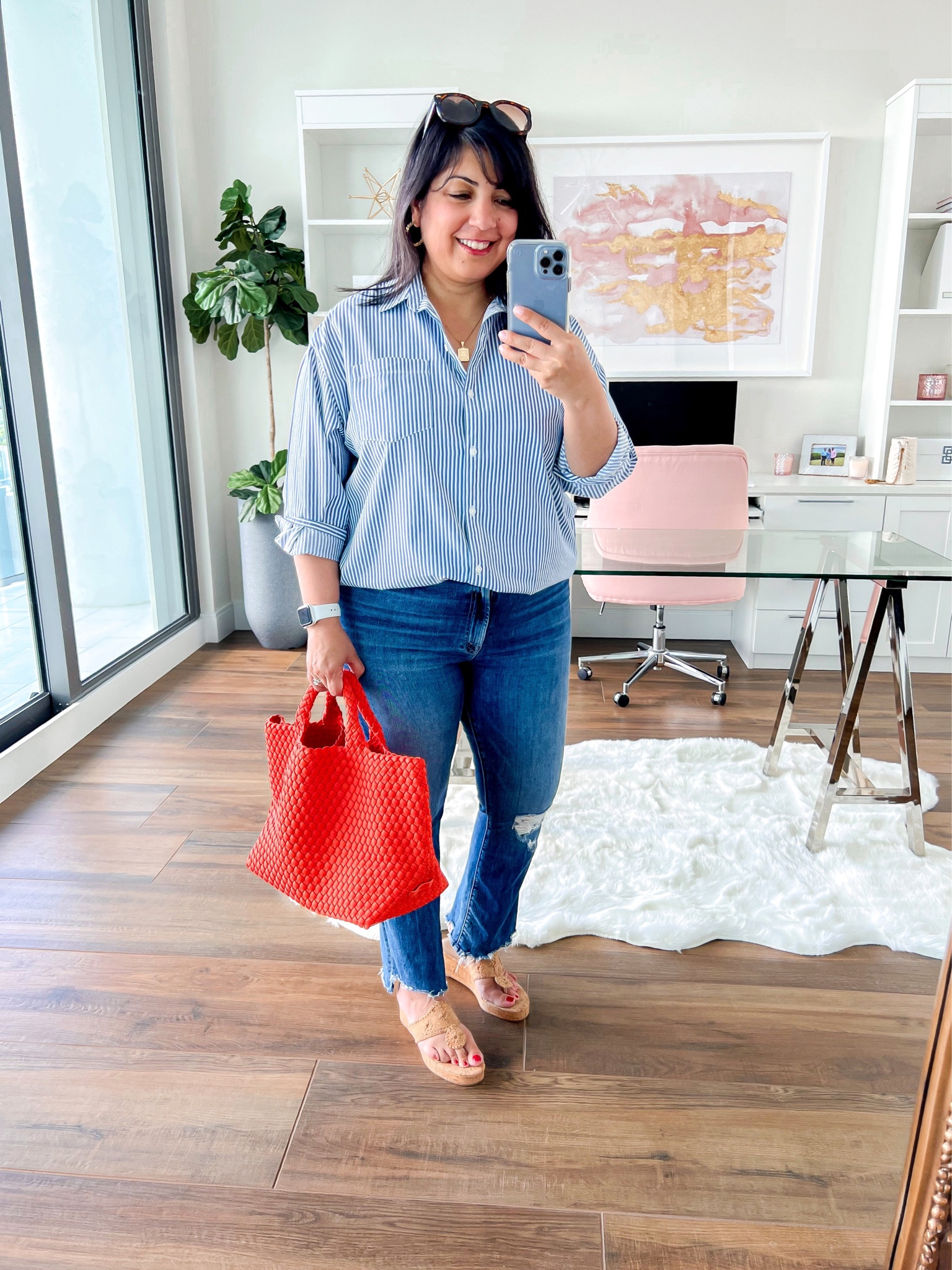 50% off everything at Old Navy! Discount automatically applied at checkout. 
Old Navy oversized boyfriend shirt size petite medium. Mother Jeans size 32. Jack Rogers sandals true to size, Naghedi woven tote bag size medium. Amazon fashion sunglasses.

#liketkit @shop.ltk https://liketk.it/4dAUk

Summer outfit idea, summer outfits, summer outfit inspiration, everyday outfits summer, casual outfits, spring summer outfits, casual spring outfits, everyday outfits spring, casual everyday outfit, oversized boyfriend shirt, striped shirt, striped boyfriend shirt, Naghedi tote bag


#LTKsalealert #LTKunder50 #LTKstyletip