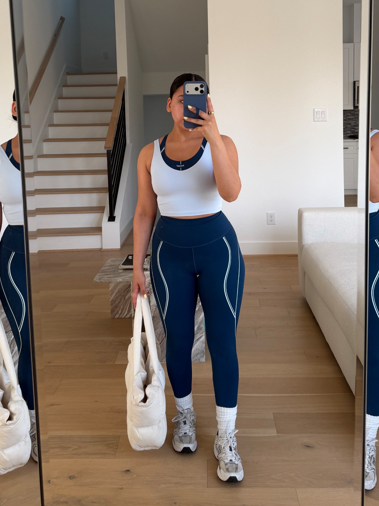 Leggings: small
Sports bra: small
Tank: small
Grip socks 
Sneakers: 4.5 men 
Puffer tote bag 

#LTKActive #LTKootd #LTKxAerie