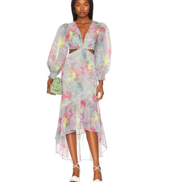 ALICE AND OLIVIA Katia Twist-front Cutout Maxi Dress In Lola's Dream Size 0 | Poshmark