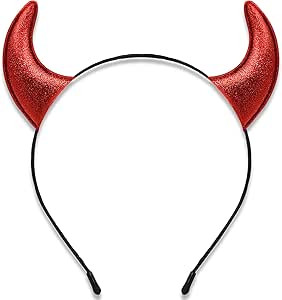 Glitter Devil Horns Headband, Red Devil Horns Devil Costume for Women Men Girls, Halloween Fancy ... | Amazon (US)