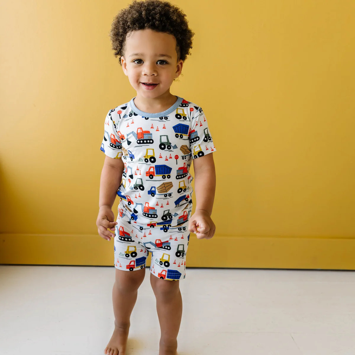 Construction Two-Piece Short Sleeve & Shorts Bamboo Viscose Pajama Set | Little Sleepies