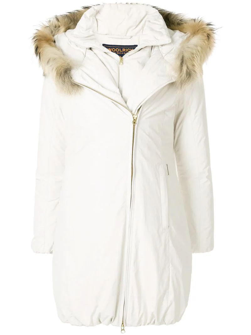 Woolrich - Arctic parka coat - women - Feather Down/Polyamide/Polyester/Racoon Fur - M, White, Feather Down/Polyamide/Polyester/Racoon Fur | FarFetch US