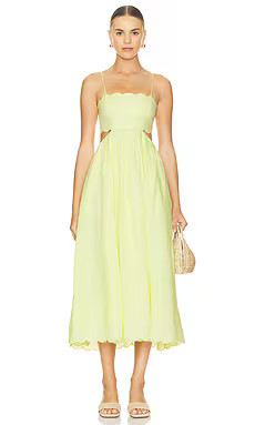 Zimmermann Halliday Scallop Midi Dress in Yellow from Revolve.com | Revolve Clothing (Global)