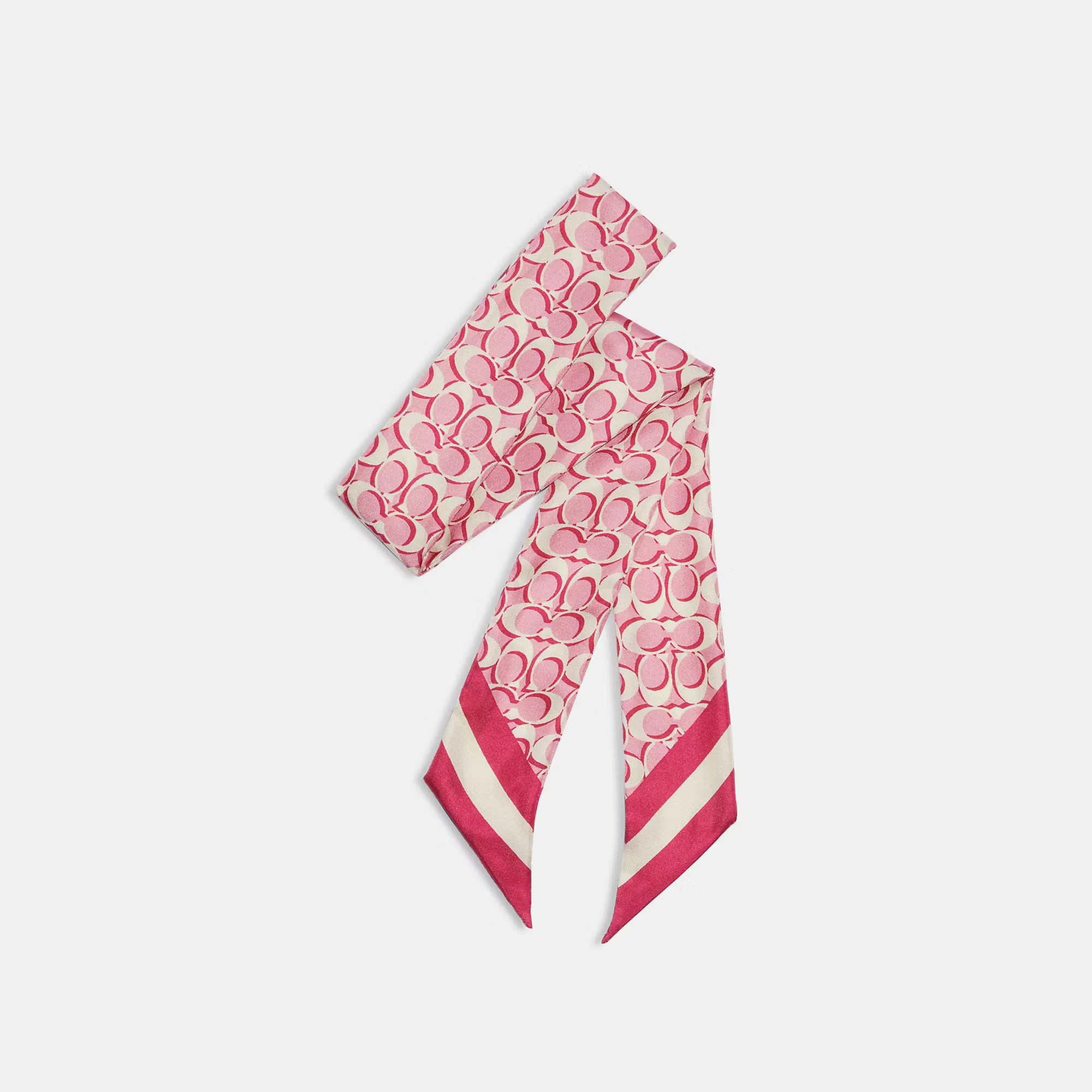 Coach Outlet Women's Signature Print Silk Skinny Scarf - Bold Pink | Coach Outlet US