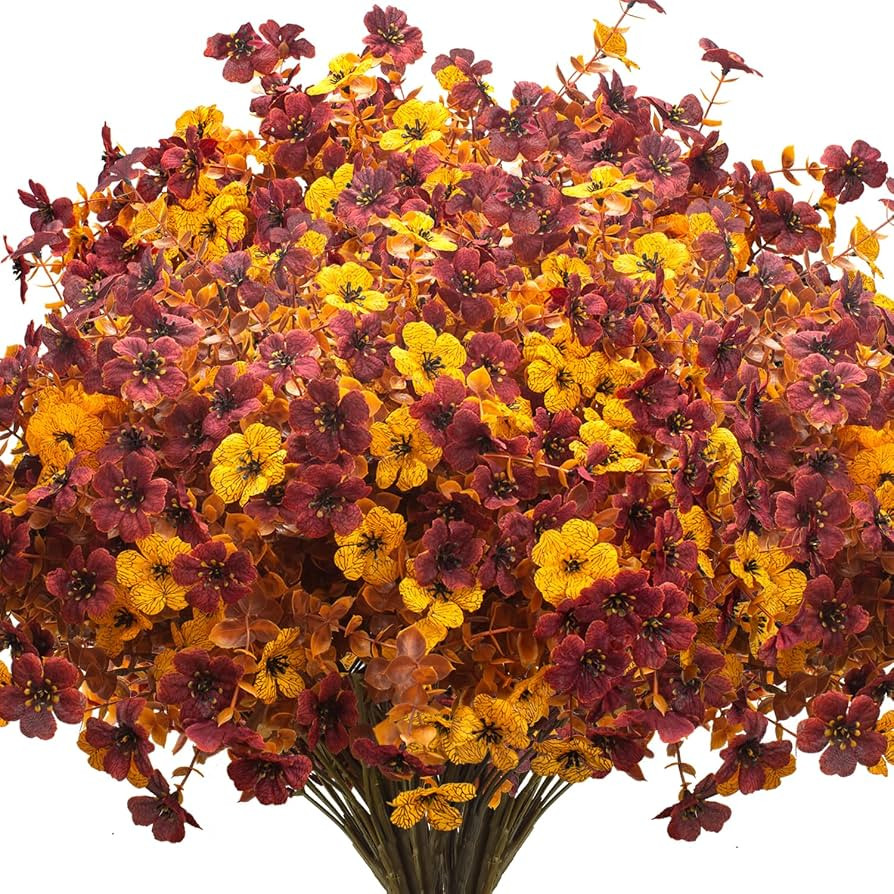 Grunyia 16 Bundles Artificial Fall Mums with Eucalyptus, Faux Daisy UV Resistant Outdoor Decor - ... | Amazon (US)