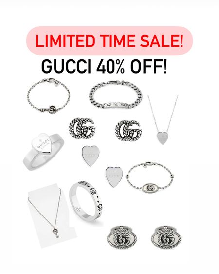 Limited time sale! Gucci earrings, rings, bracelets, necklaces 30-40% off

#LTKsalealert #LTKHoliday #LTKGiftGuide
