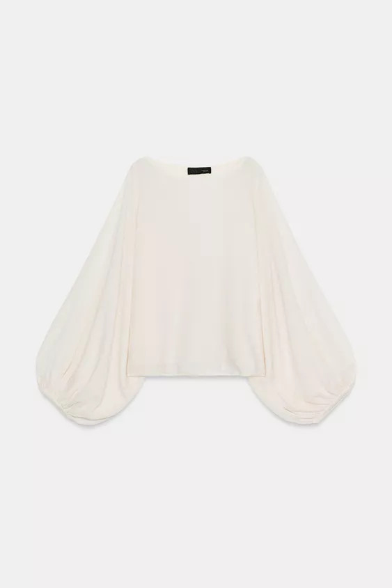 Boat neck jumper with long sleeves, wide armholes, and cuffed hems. | Zara US