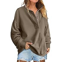 ANRABESS Womens Oversized Sweatshirt Long Sleeve Henley Pullover Tops 2026 Spring Casual Button L... | Amazon (US)