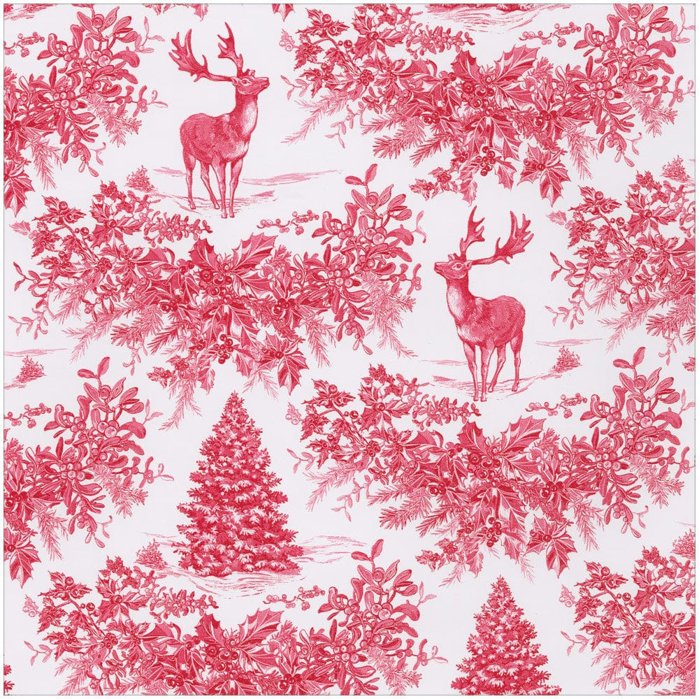 Christmas Toile Red Gift Wrapping Paper | Over The Moon