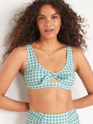 Printed Keyhole Tie-Front Bikini Swim Top for Women | Old Navy (US)