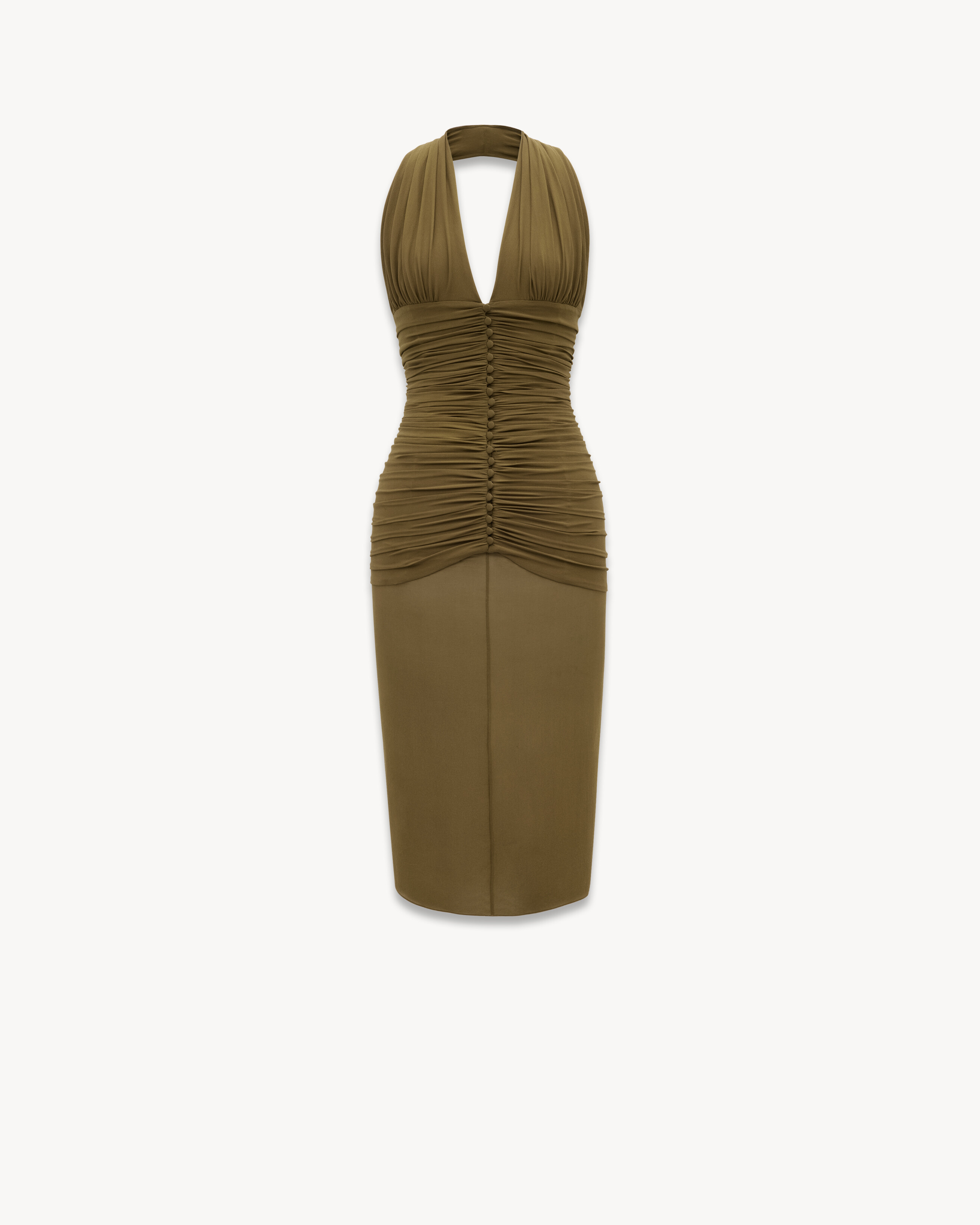 halter dress in silk crepe | Saint Laurent Inc. (Global)