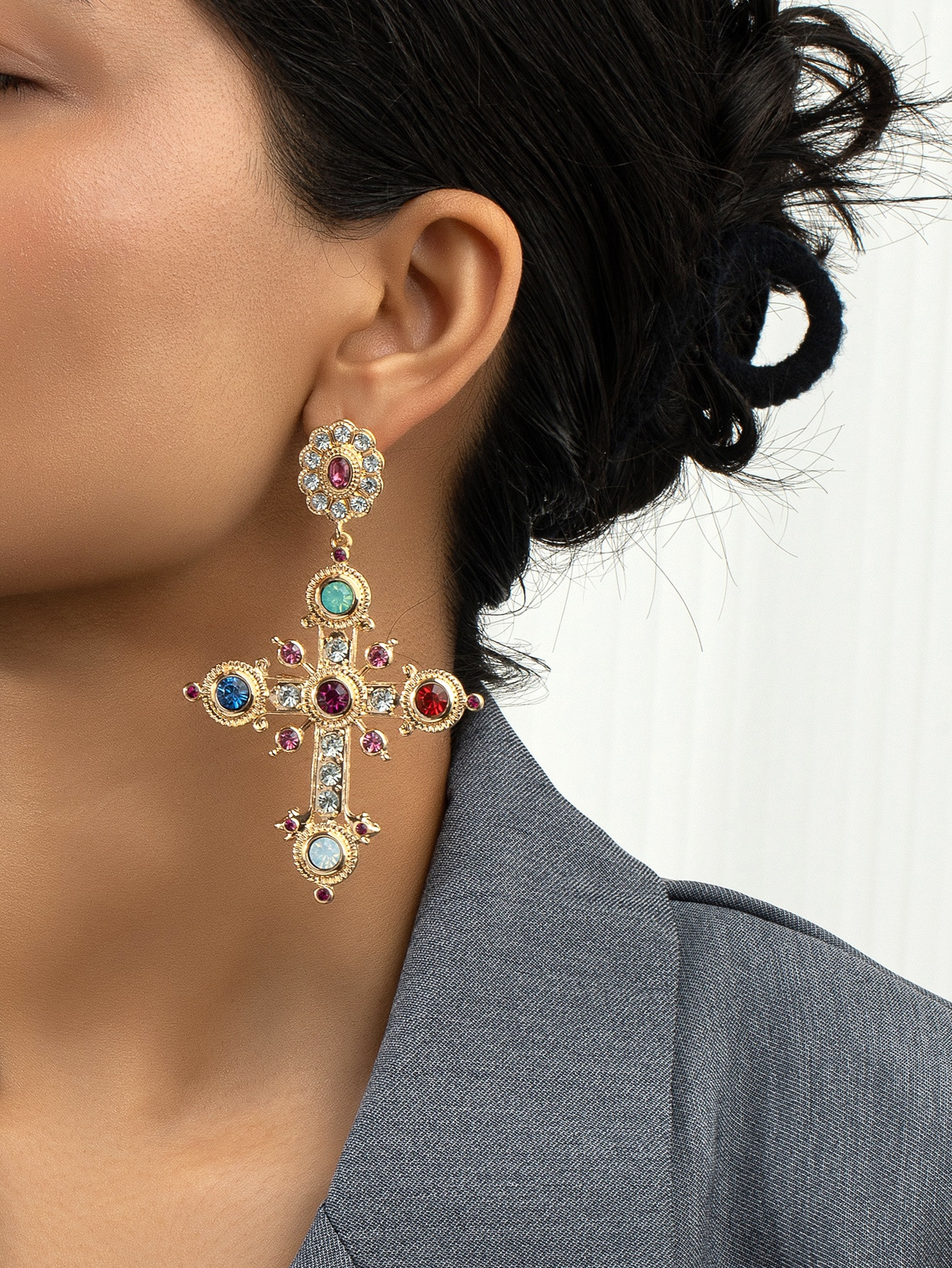 Rhinestone Cross Decor Drop Earrings | SHEIN