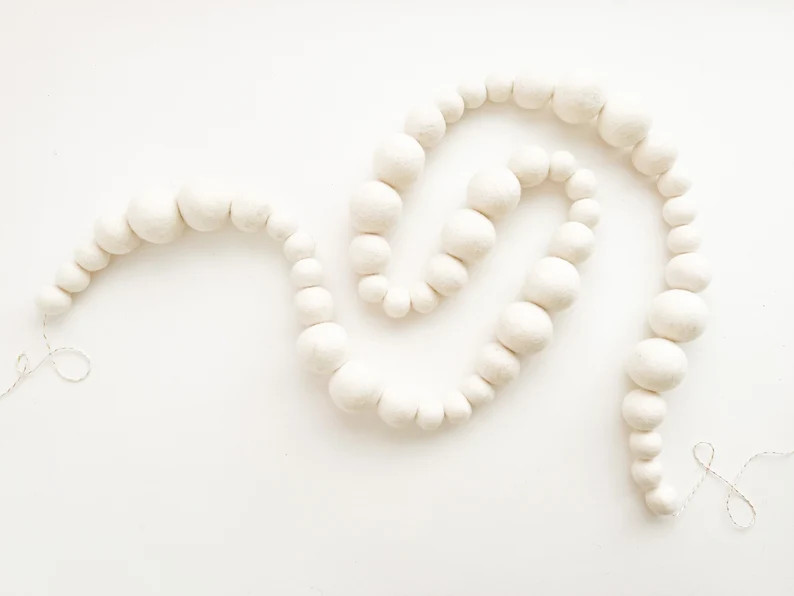 Classic White Felt Ball Garland 3 Felt Ball Sizes Included Bunting, Banner - Etsy | Etsy (US)