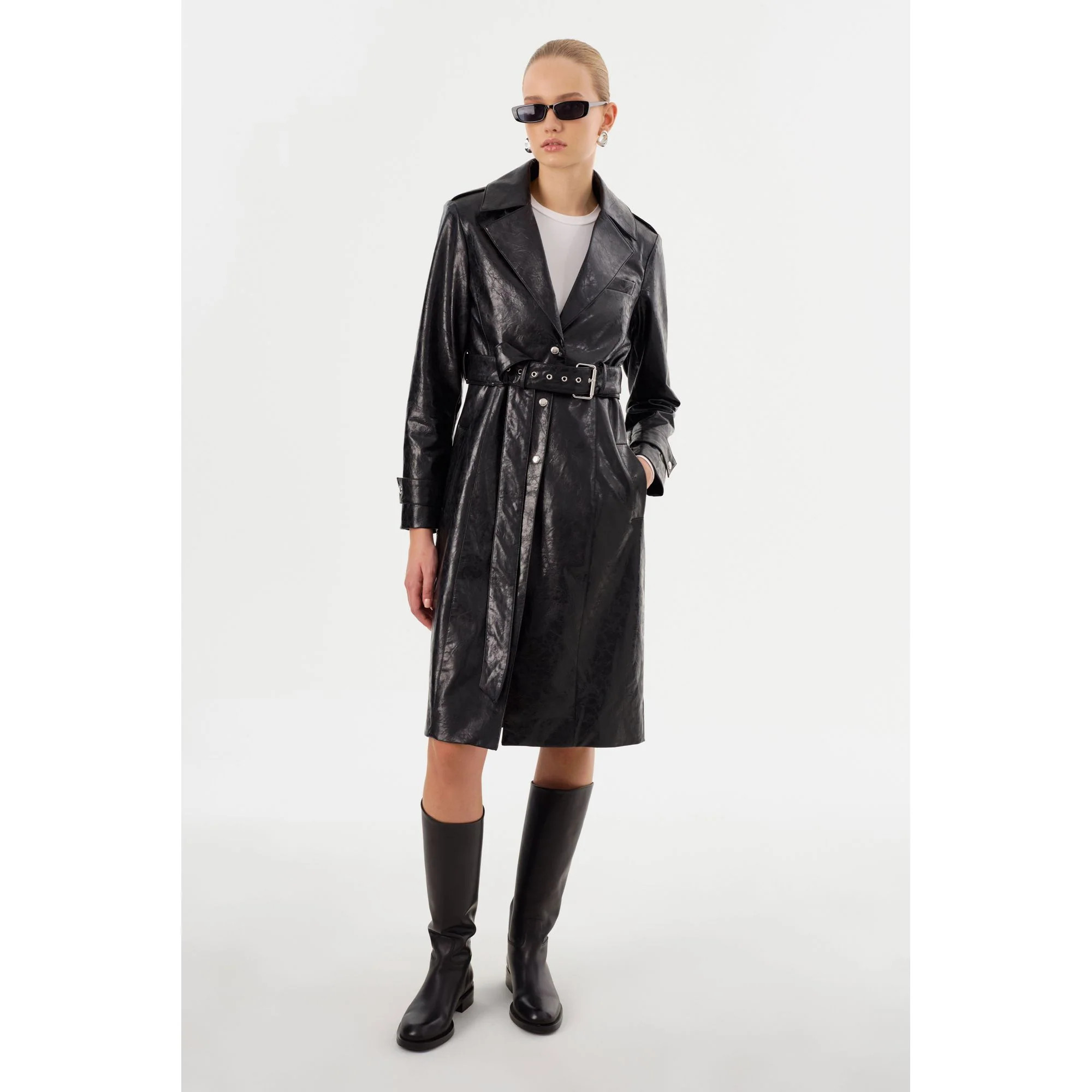 Katija Convertible Faux Leather Trench | Shop Simon