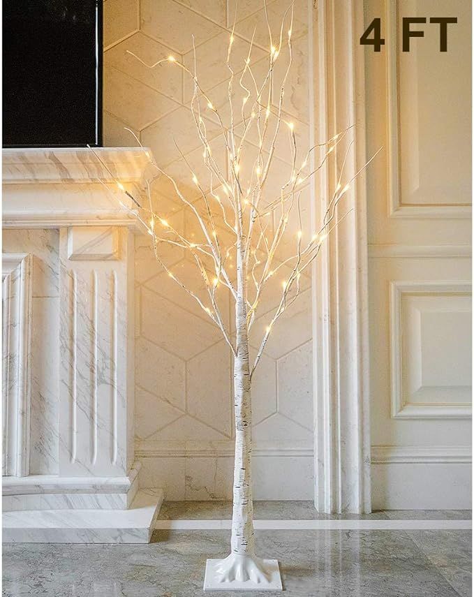 Twinkle Star Lighted Birch Tree 4 Feet 48 LED for Home Wedding Festival Party Christmas Decoratio... | Amazon (US)