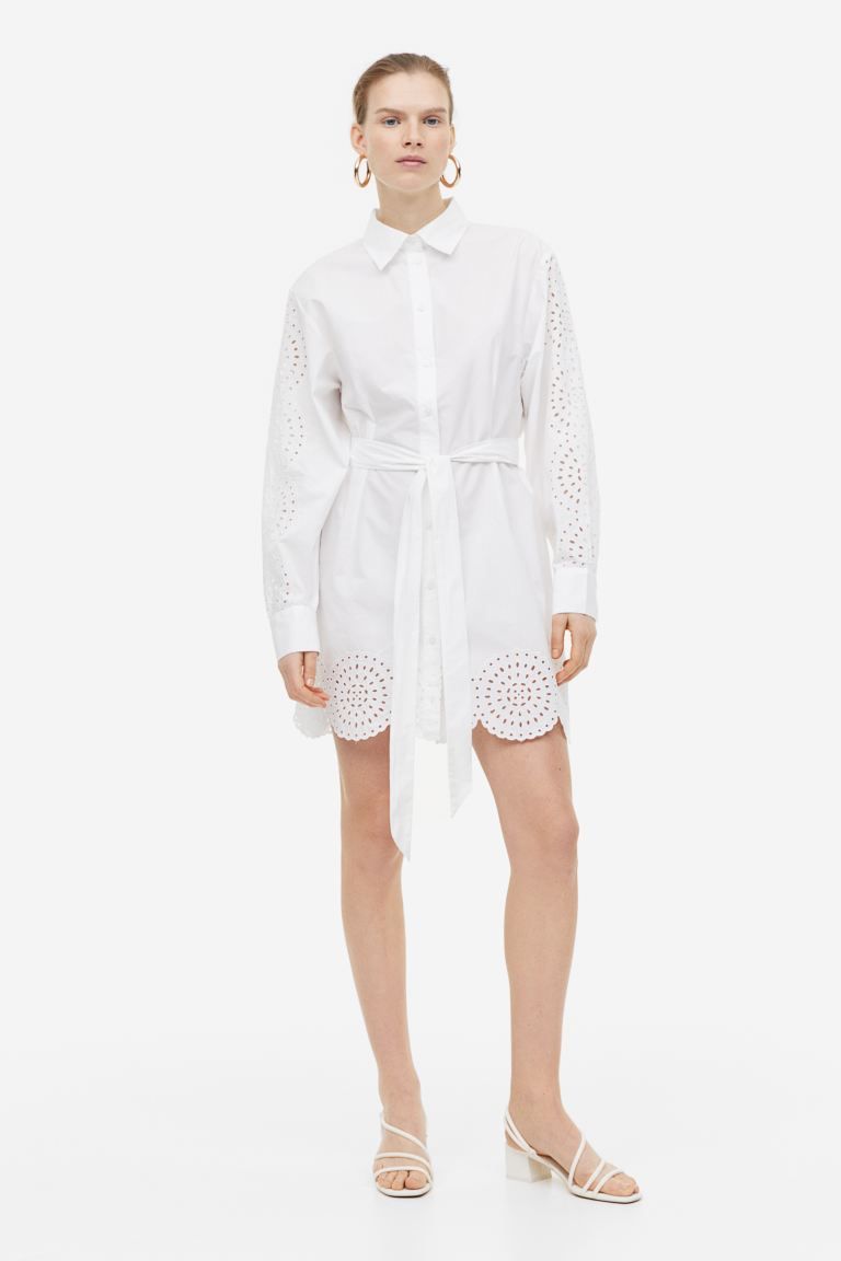 Shirt Dress with Eyelet Embroidery | H&M (US)