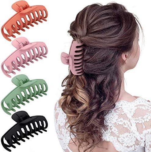 4 Pieces Large Hair Claw Clips 4.2 Inch Nonslip Large Claw Clip for Women and Girls Thin Hair, St... | Amazon (US)