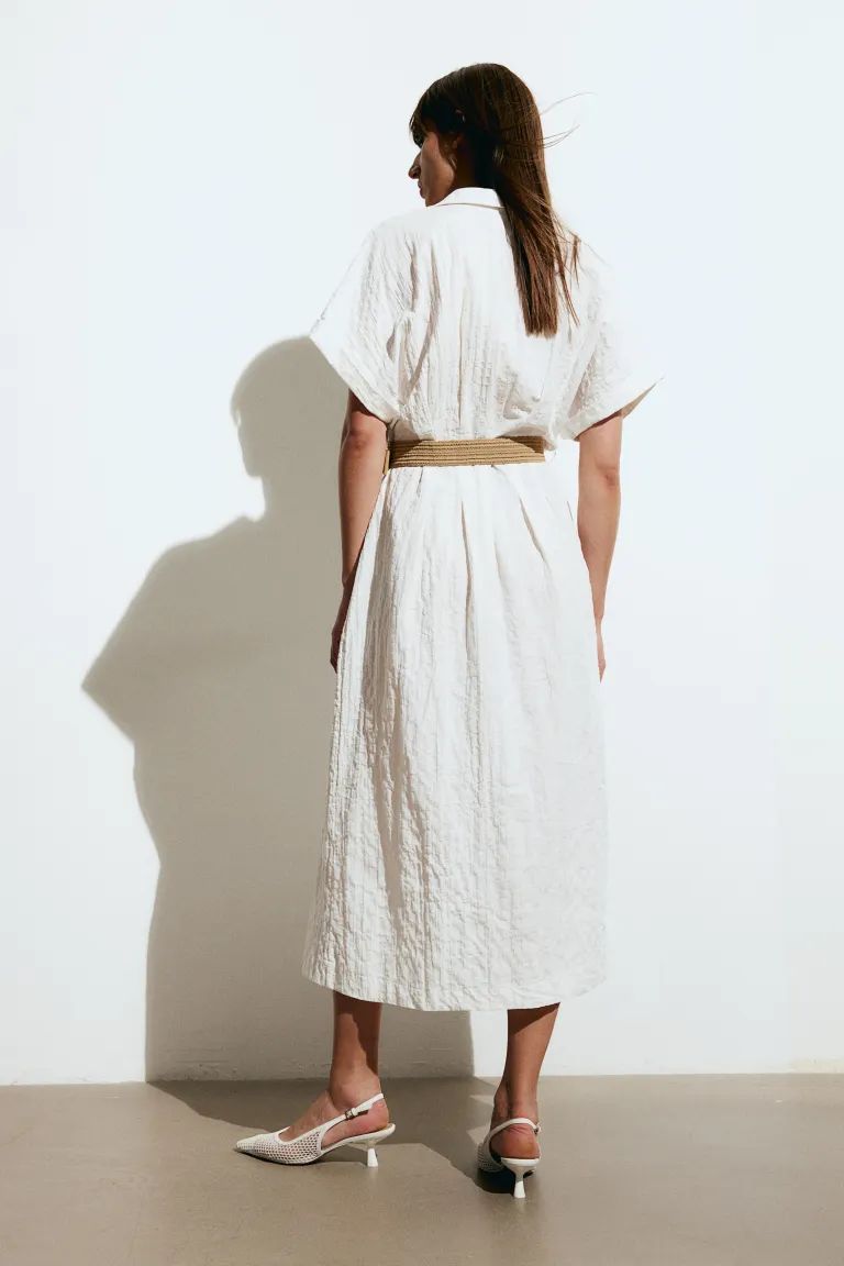 Shirt Dress with Belt - White - Ladies | H&M US | H&M (US + CA)