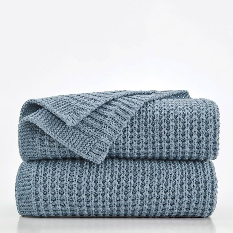 Douceur Blue Throw Blanket for Couch, Soft Chunky Cable Knit Throw Blanket, Classic Fisherman's R... | Amazon (US)