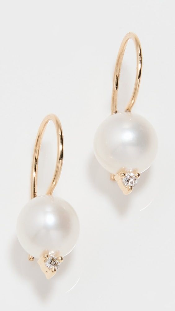 Mizuki Small Pearl and Diamond Earrings | Shopbop | Shopbop