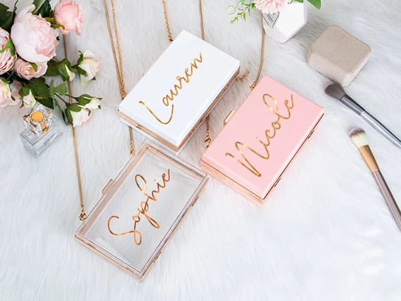 Personalized Acrylic Clutch Bridesmaid Clutch Bridesmaid Purse Bridesmaid Bag Custom Personalized... | Etsy (US)