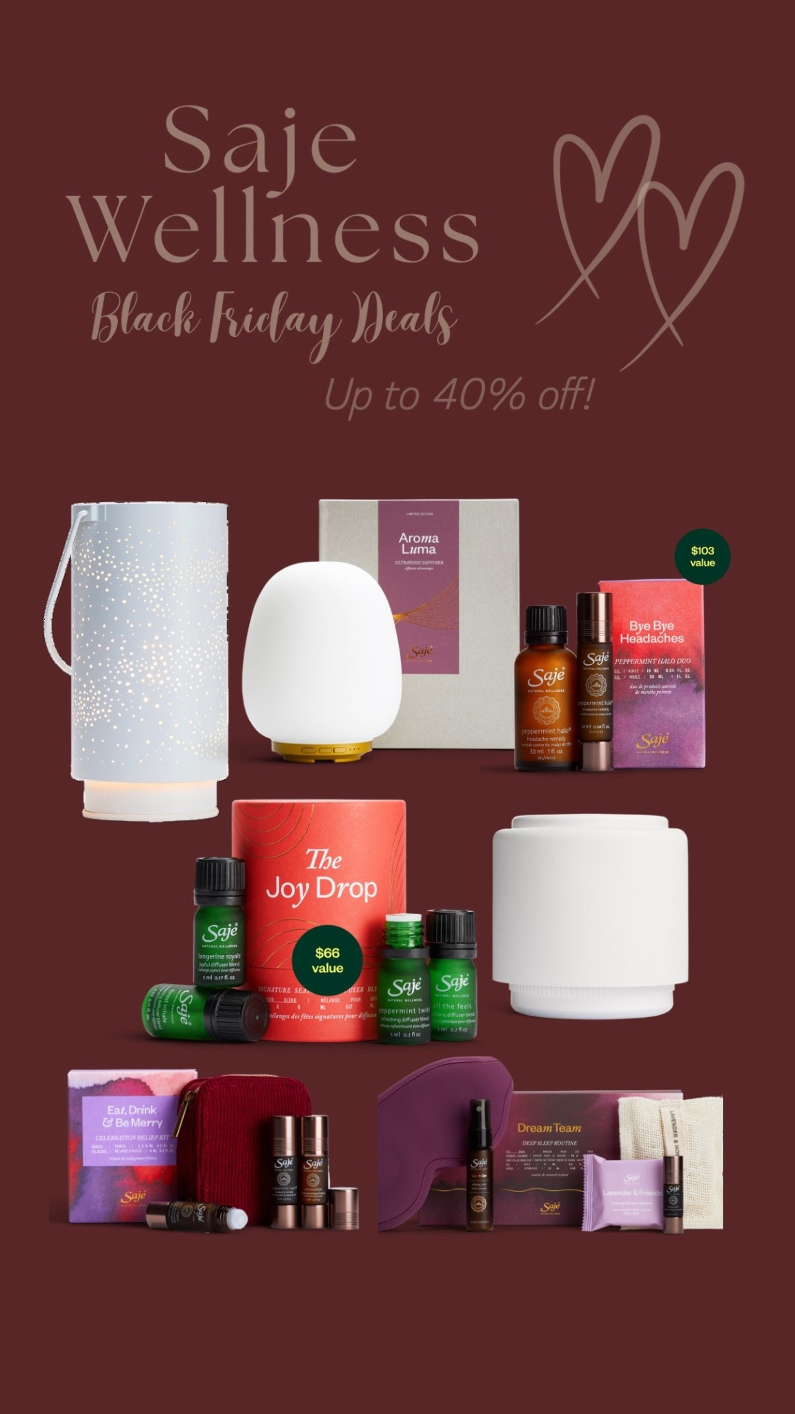 Whether you want to make your home smell nice or need natural products for your skin, Saje Wellness covers it all! 

Check out the site for up to 40% off - great gift ideas!!! 

#sajewellness #LTKholiday #LTKcanada

#LTKbeauty #LTKsale #LTKgiftguide