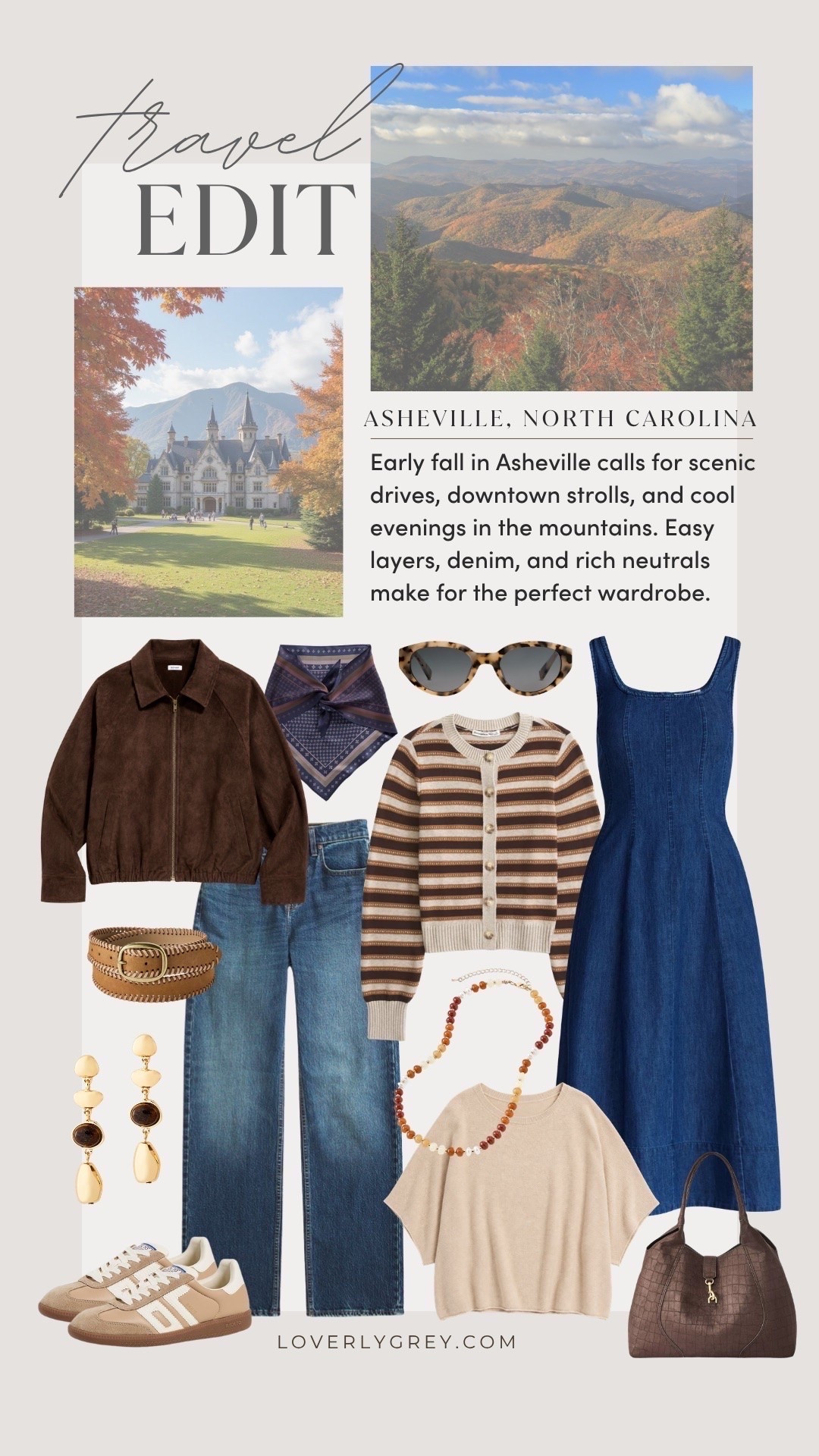 Love these finds for a fall trip to Asheville NC! Cozy layers and classic neutral palettes.  

Loverly grey, Asheville North Carolina outfit ideas, suede jacket, denim midi dress, fall vacation outfit inspo

#LTKSeasonal #LTKTravel