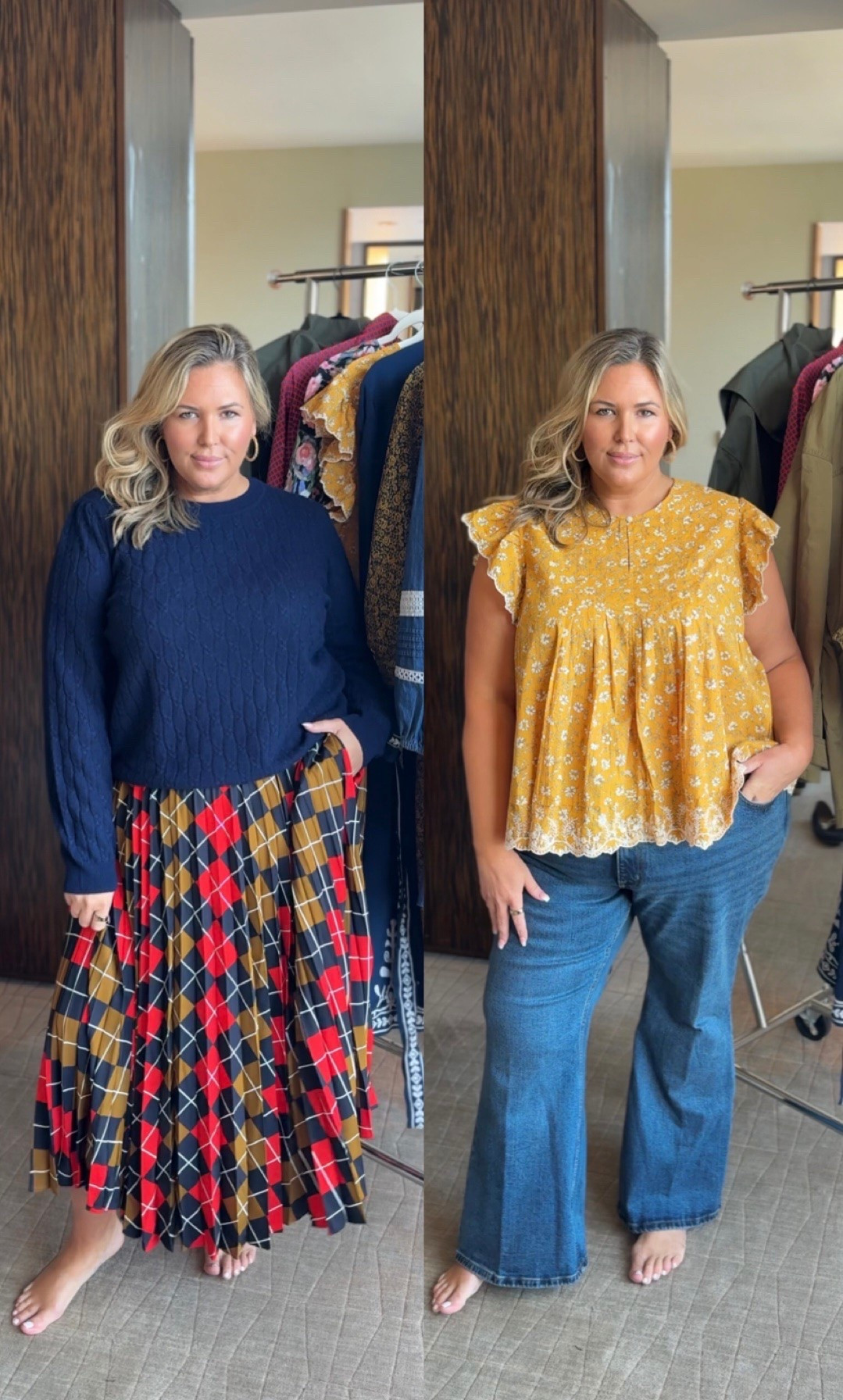 Walmart fall fashion! Wearing a 20 in the jeans but they run generous, a 2X in the yellow top, a XXL in the cashmere sweater, and a 2X in the skirt but runs generous! Plus size, outfit inspo, apron belly, fall fashion

#LTKSeasonal #LTKPlusSize #LTKMidsize